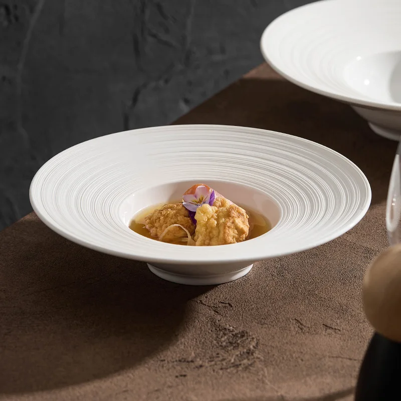 Line Striped Ceramic Plate Res - đánh giá và giá Food Snacks Restaurant