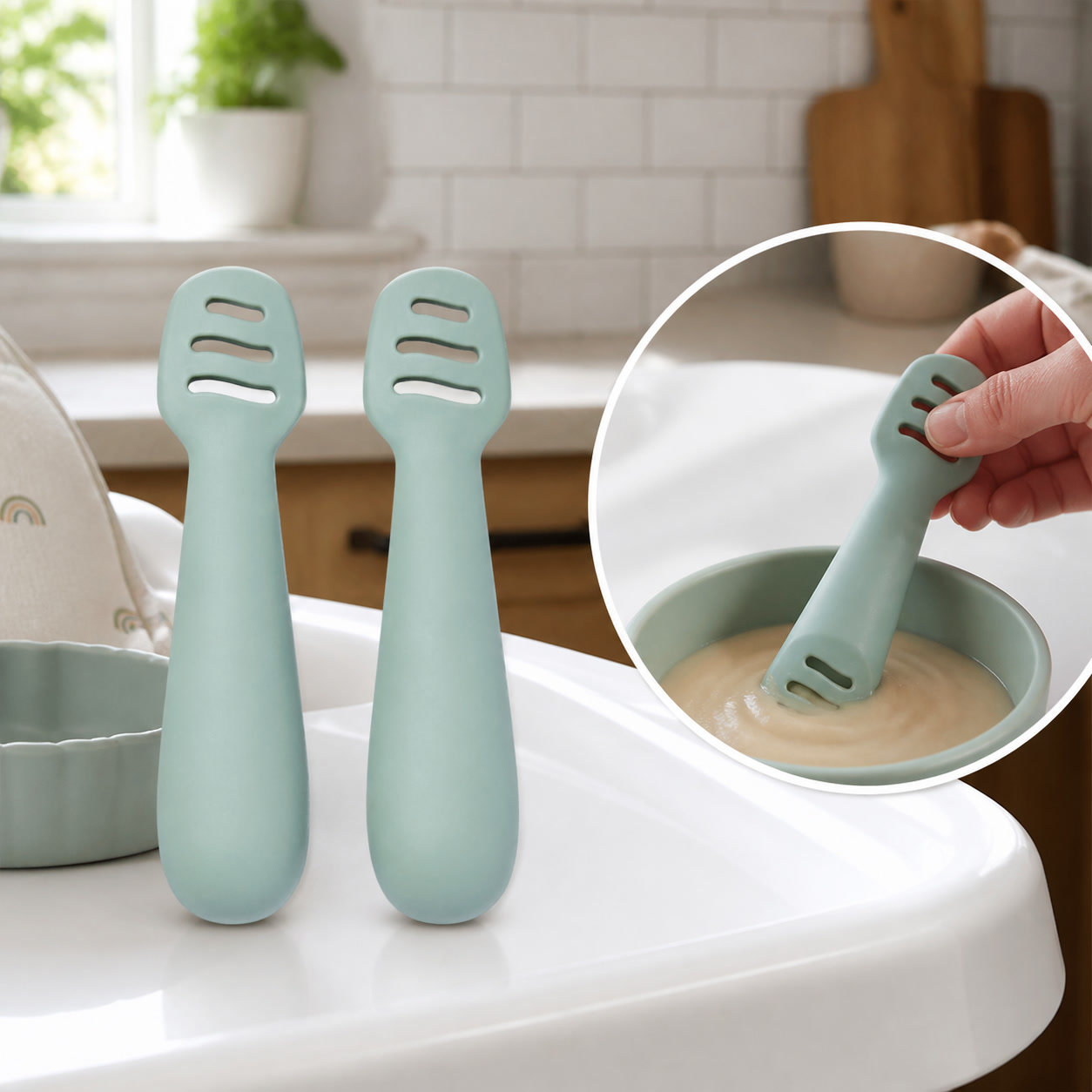 2pcs Green Baby Dipping Spoons - đánh giá và giá Food Snacks That Are Green