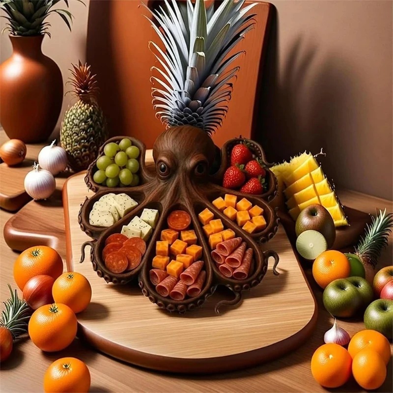 Wooden Octopus Serving Tray, M - đánh giá và giá Food Platter Snacks
