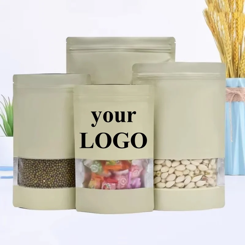 100PCS Stand Up Matte Beige Al - đánh giá và giá Food Snacks That Are Green
